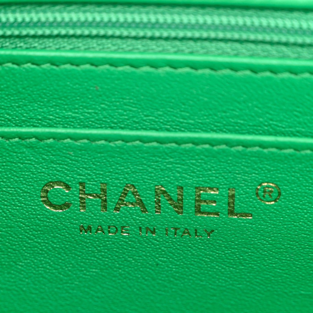 Chanel Lambskin Quilted Mini Square Flap Green