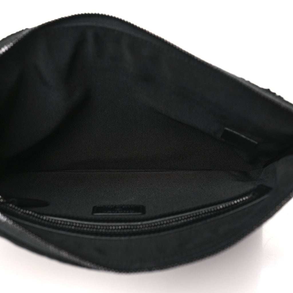 Chanel Sequin Wool Quilted Cosmetic Pouch Black Silver