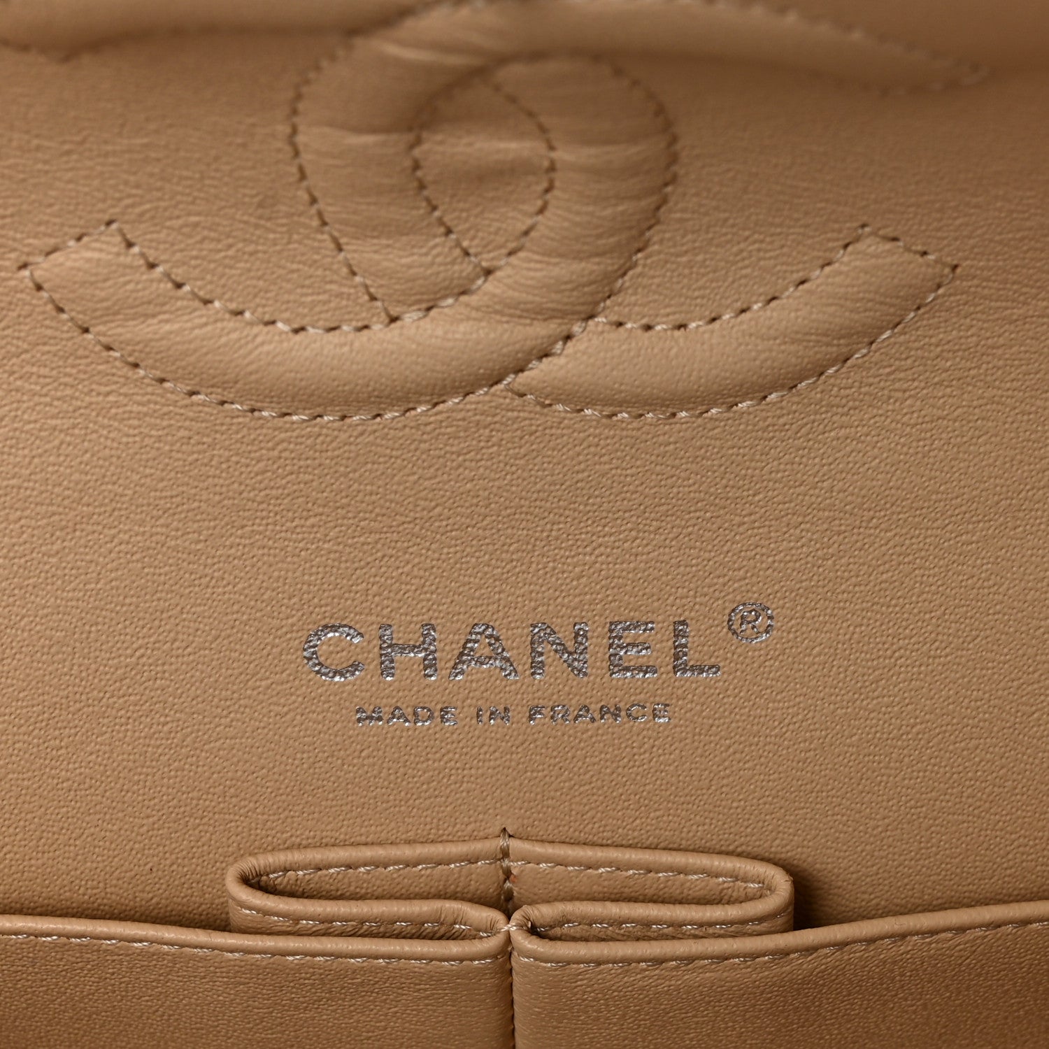 Chanel Lambskin Quilted Medium Double Flap Beige