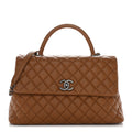 Chanel Caviar Quilted Medium Coco Handle Flap Camel