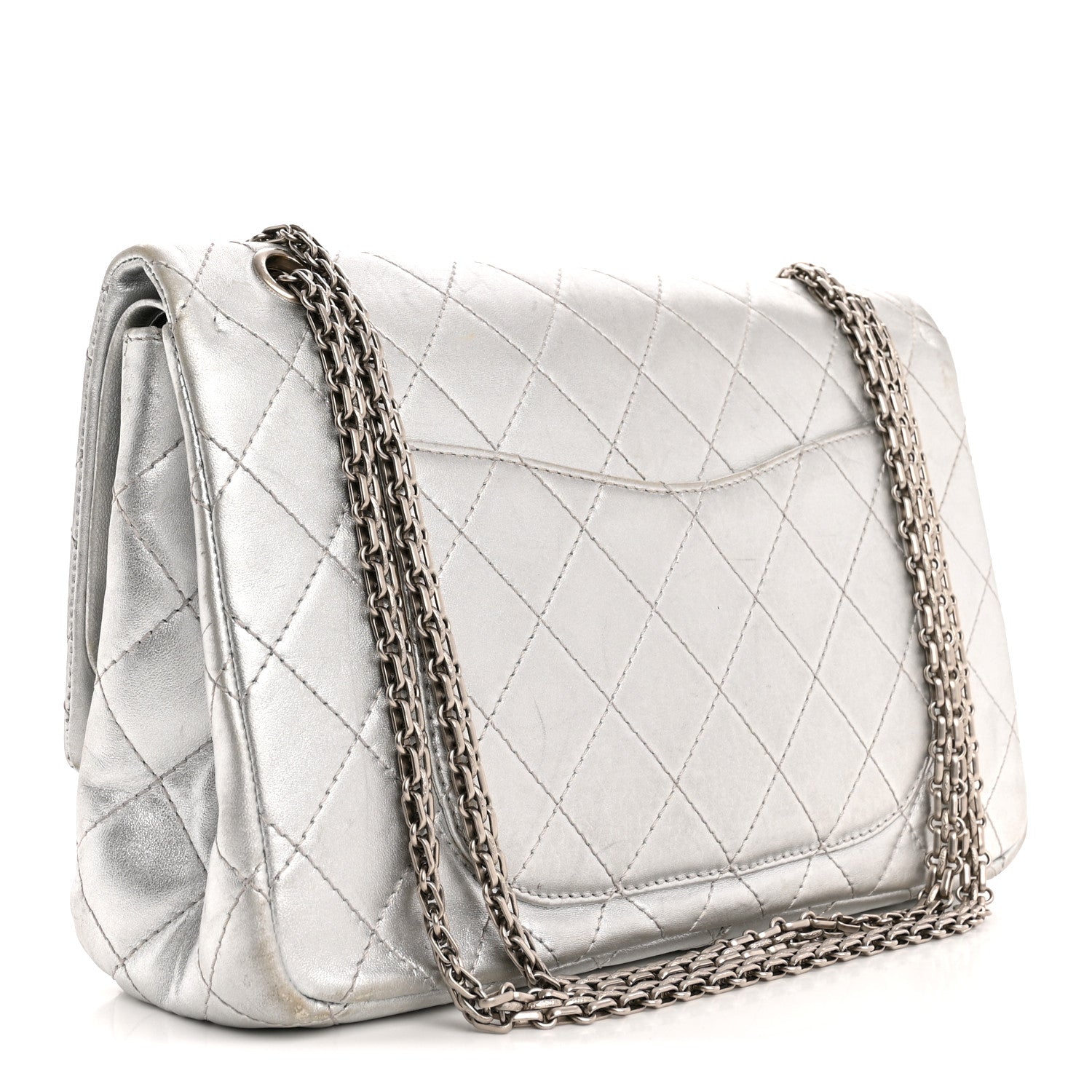 Chanel Metallic Lambskin Quilted 2.55 Reissue 227 Flap Silver