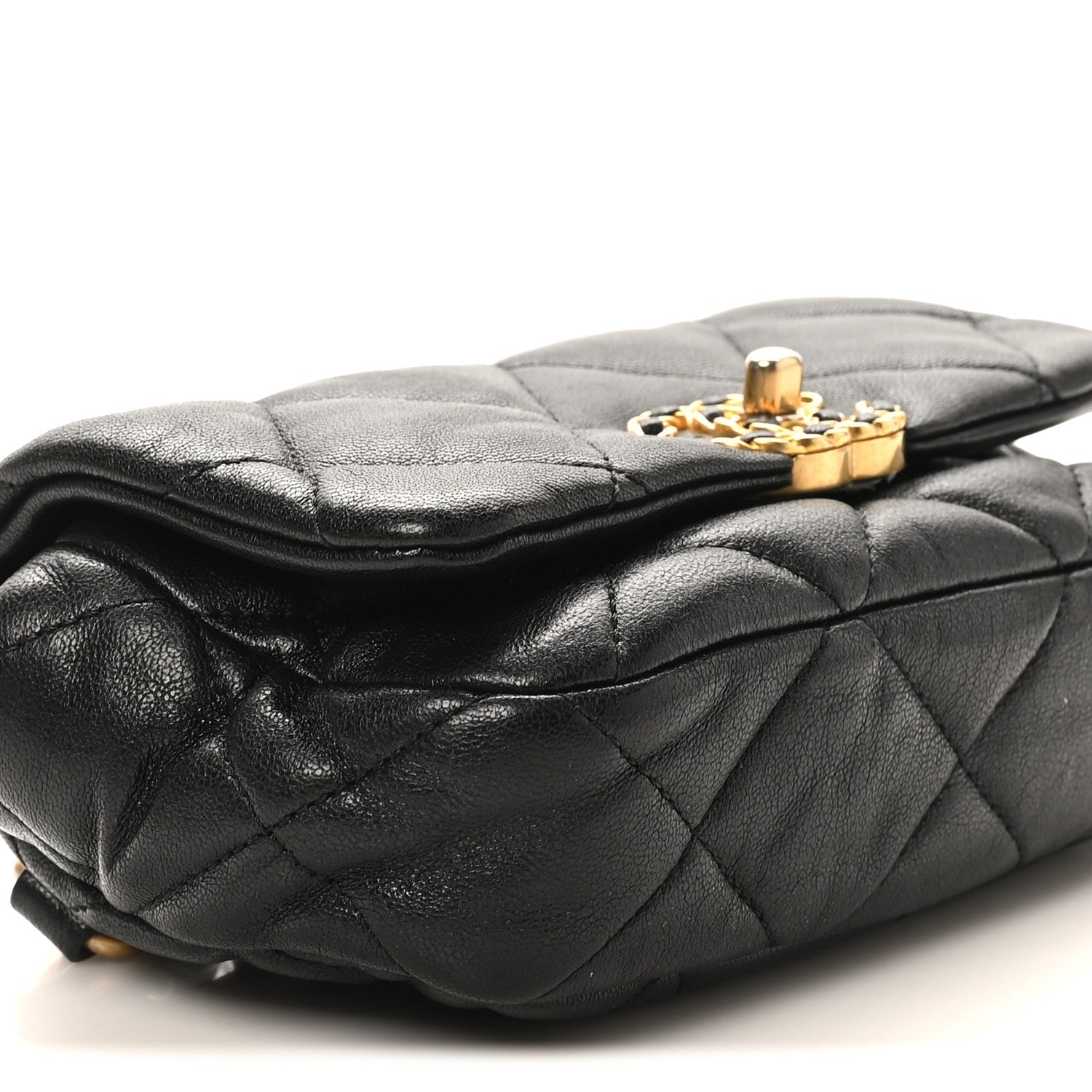 Chanel Lambskin Quilted Chanel 19 Waist Bag Black