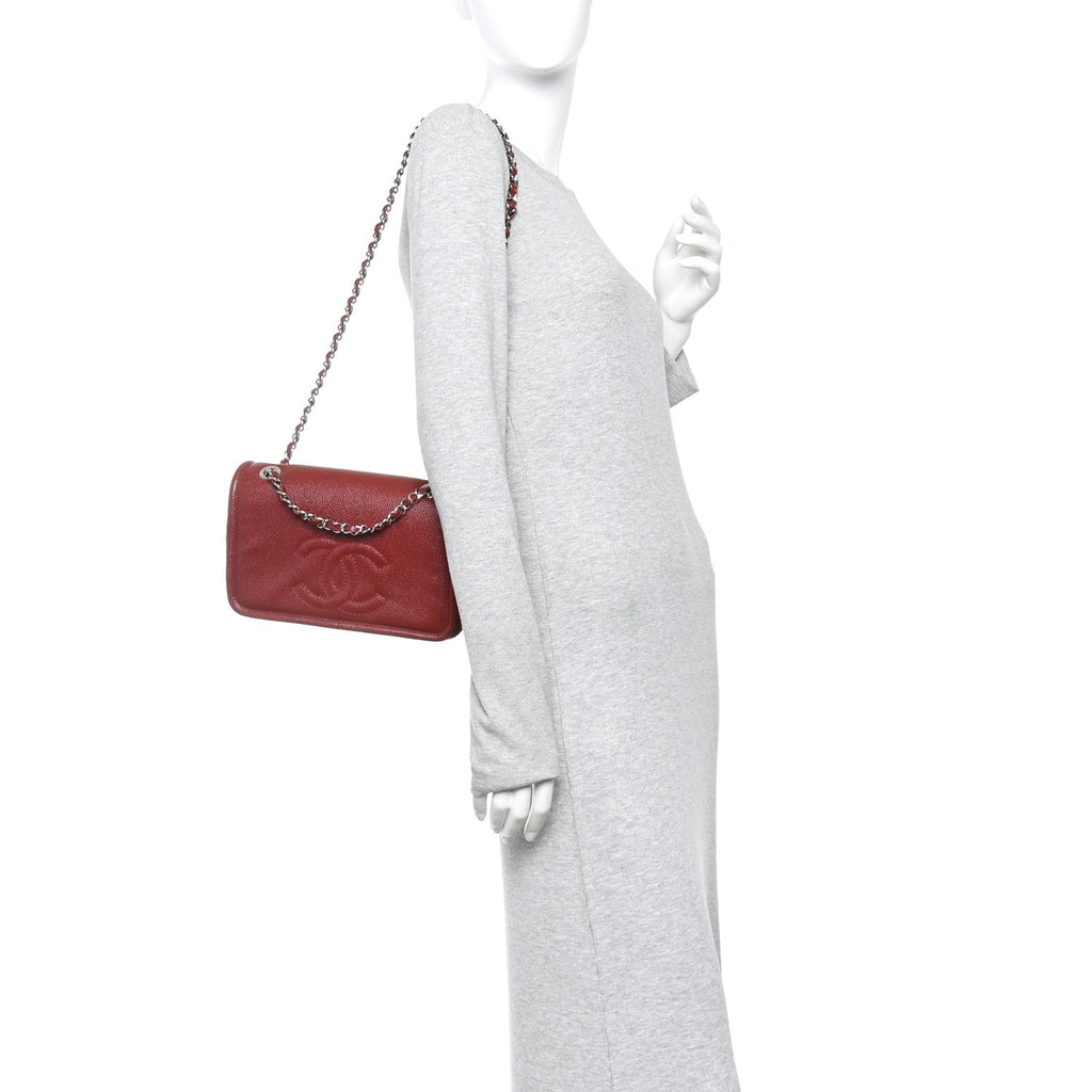 Chanel Caviar Medium Timeless CC Flap Dark Red
