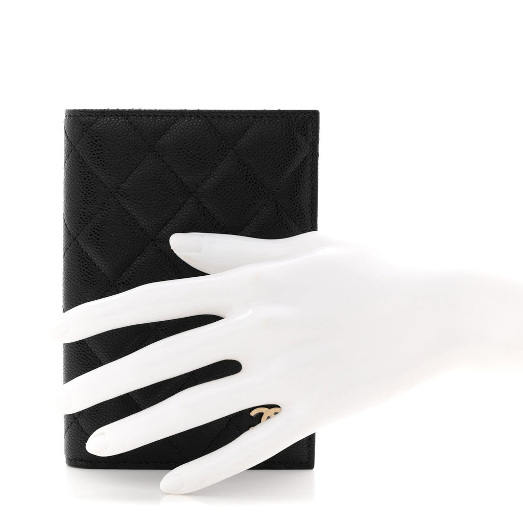 Caviar Quilted Passport Holder Black