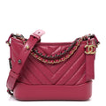 Chanel Aged Calfskin Chevron Quilted Small Gabrielle Hobo Dark Pink