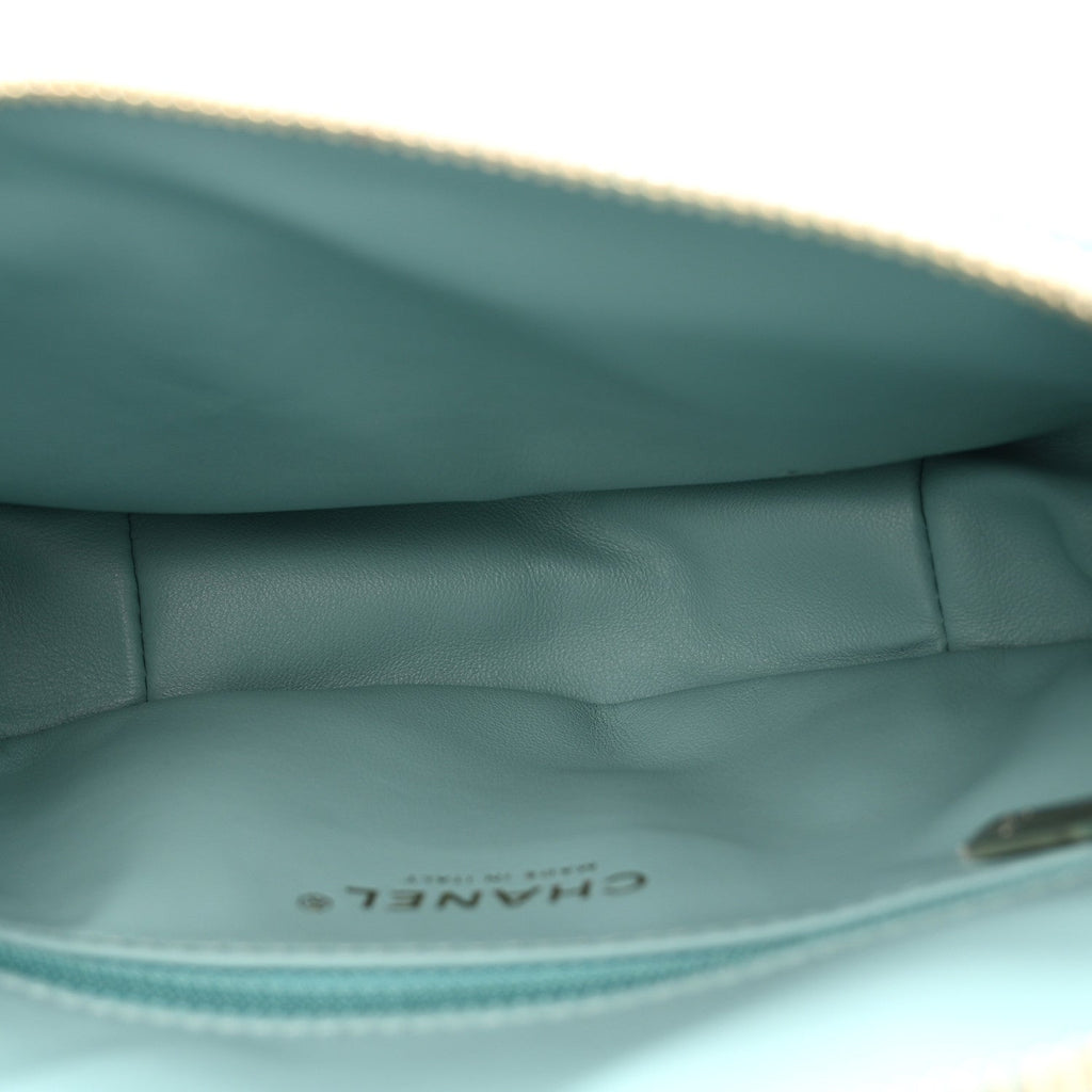 Chanel Caviar Quilted Filigree Waist Bag Light Blue