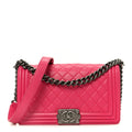 Chanel Lambskin Quilted Medium Boy Flap Dark Pink