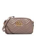 Gucci Calfskin Matelasse Small GG Marmont Chain Shoulder Bag Porcelain Rose