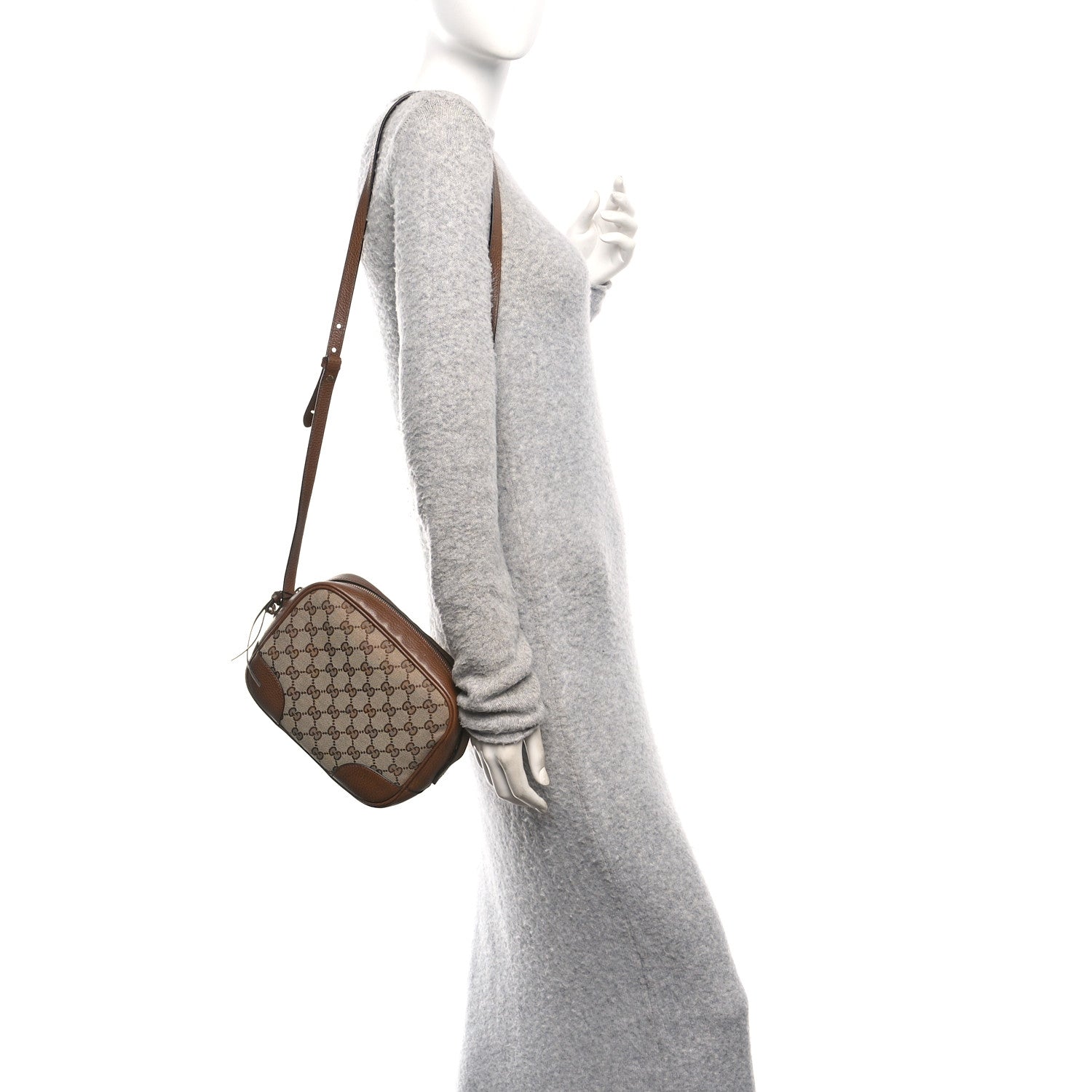 Gucci Monogram Mini Bree Messenger Bag Beige Tabacco