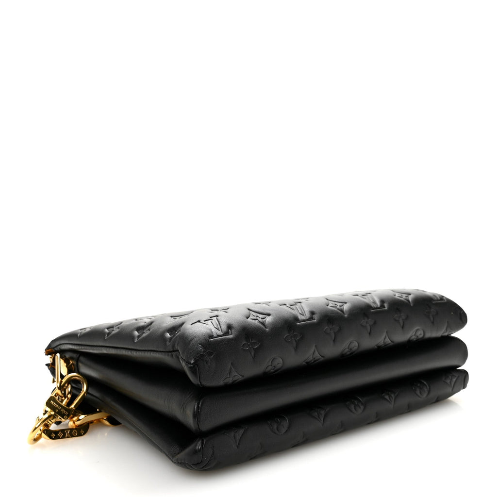 Louis Vuitton Lambskin Embossed Monogram Coussin MM Black