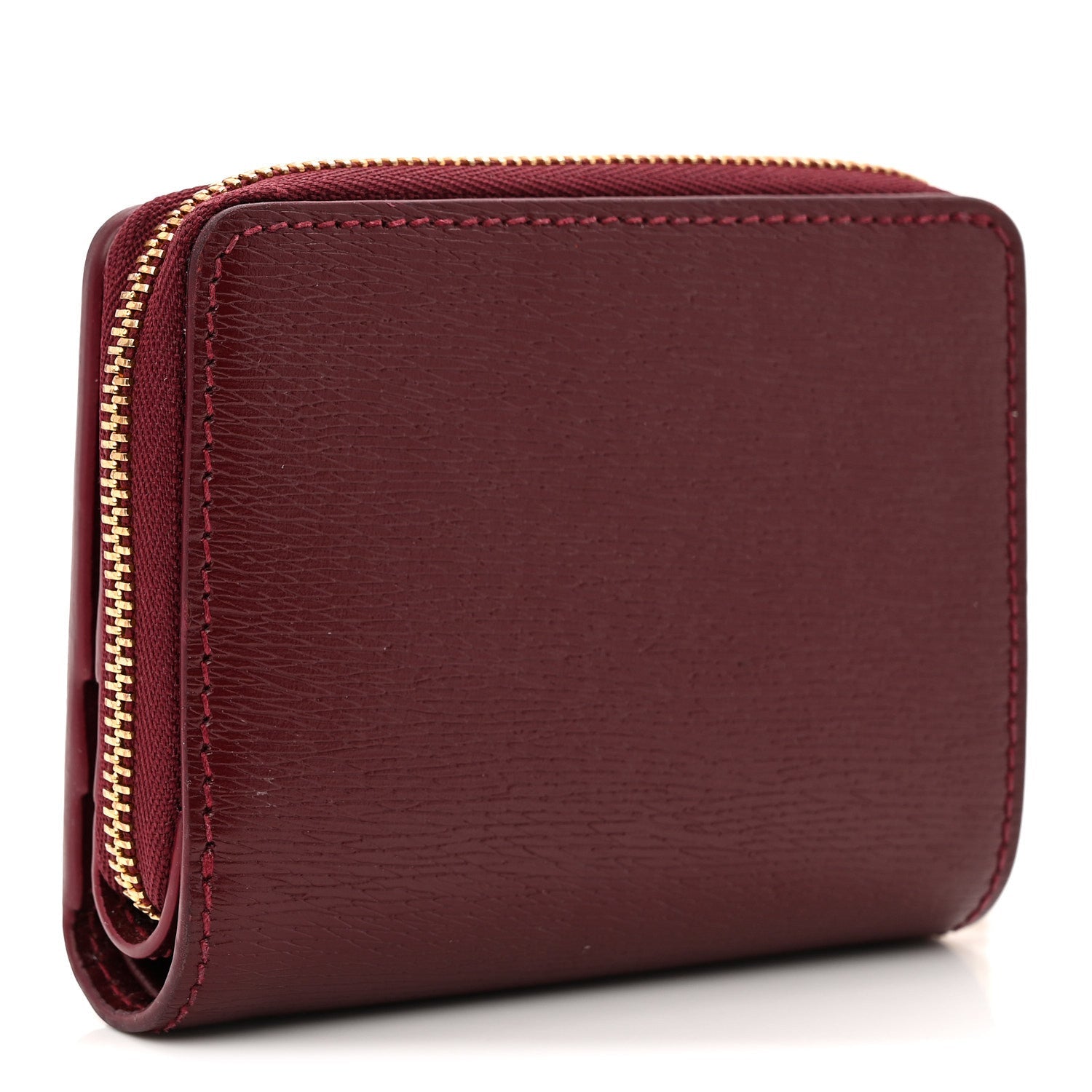 Gucci Textured Calfskin Script Logo Mini Wallet Rosso Ancora