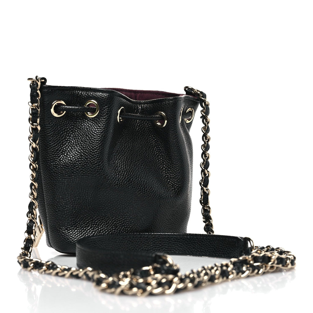 Chanel Caviar Quilted Mini CC Pocket Bucket Bag Black