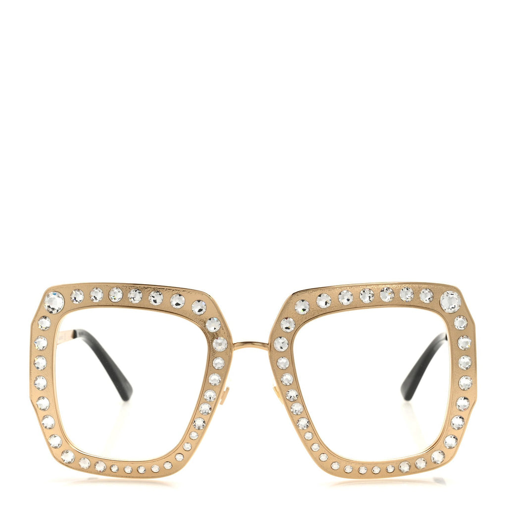 Gucci Metal Acetate Crystal Oversize GG0115S Eyeglasses Gold