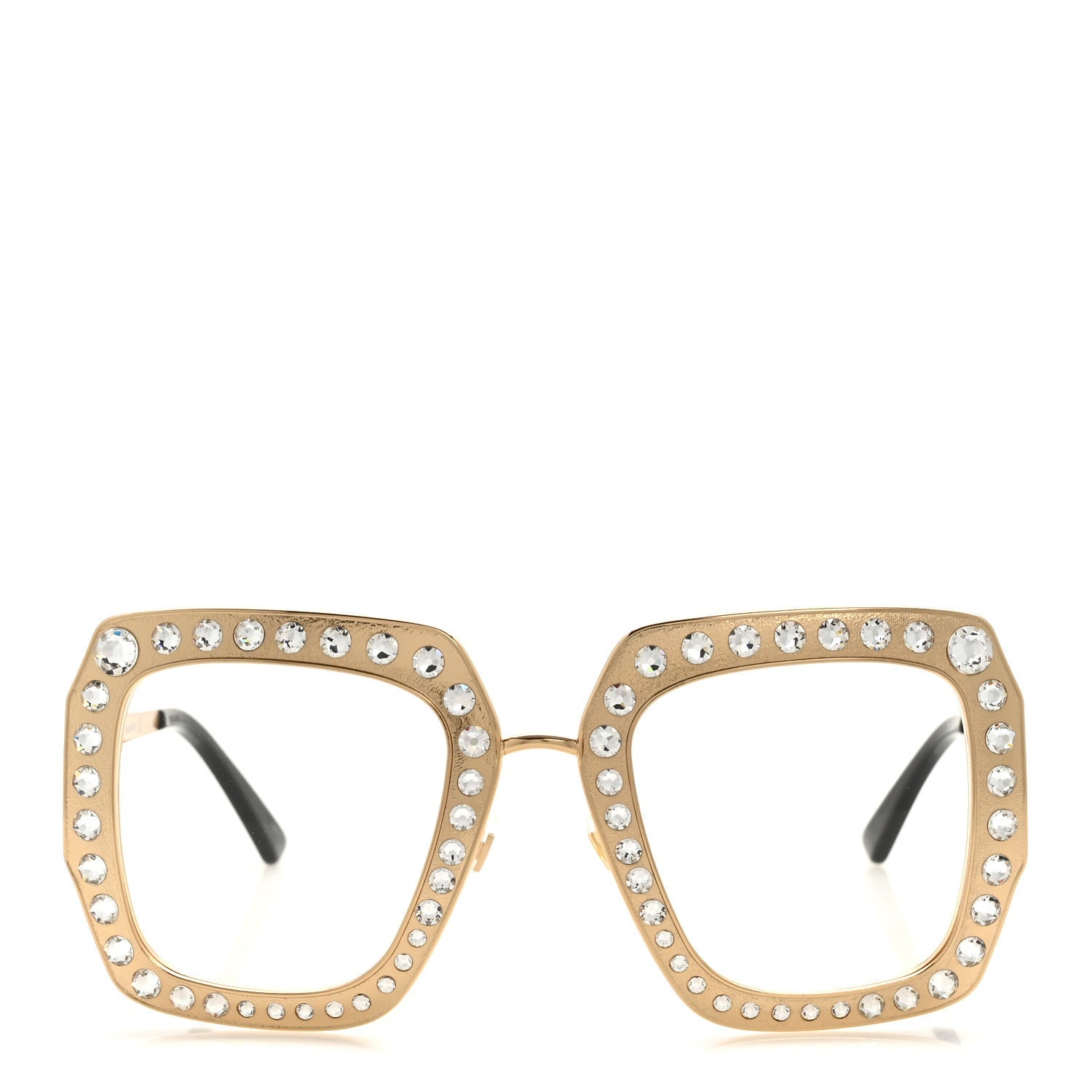Gucci Metal Acetate Crystal Oversize GG0115S Eyeglasses Gold