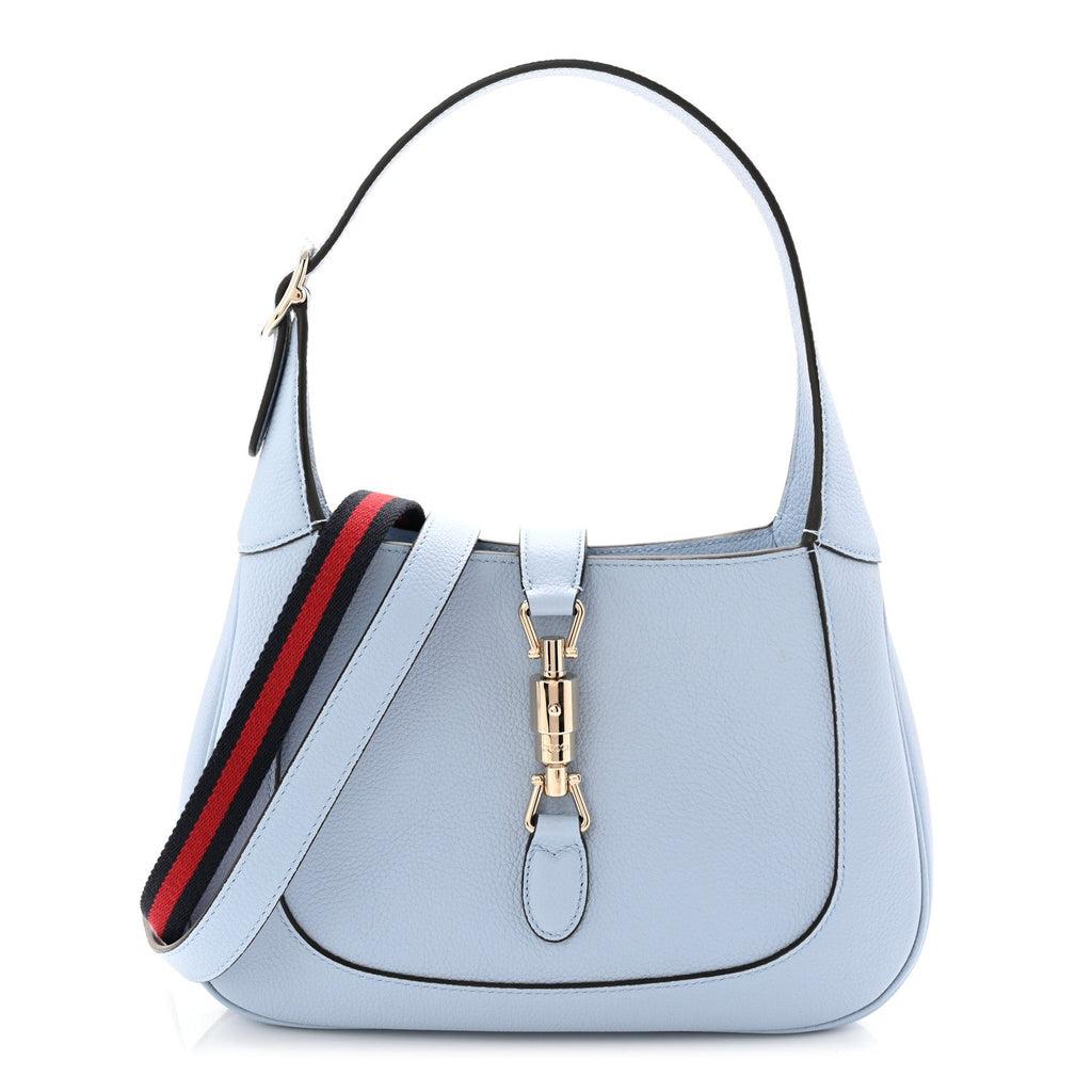 Gucci Grained Calfskin Web Medium Jackie 1961 Hobo Light Blue