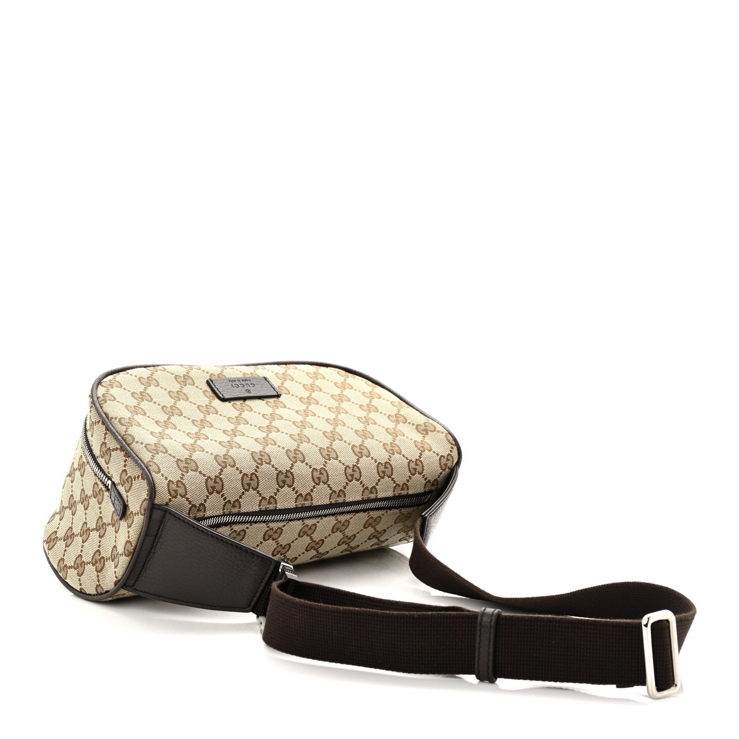 Gucci Monogram Dollar Calfskin Waist Pouch Beige Ebony Testa di Moro Marrone Scuro