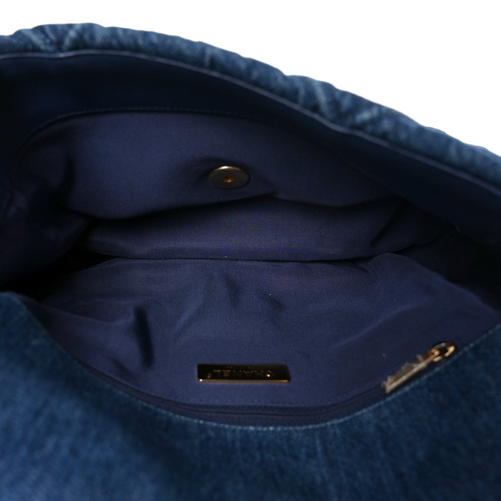 Chanel Denim Quilted Large Chanel 19 Flap Blue