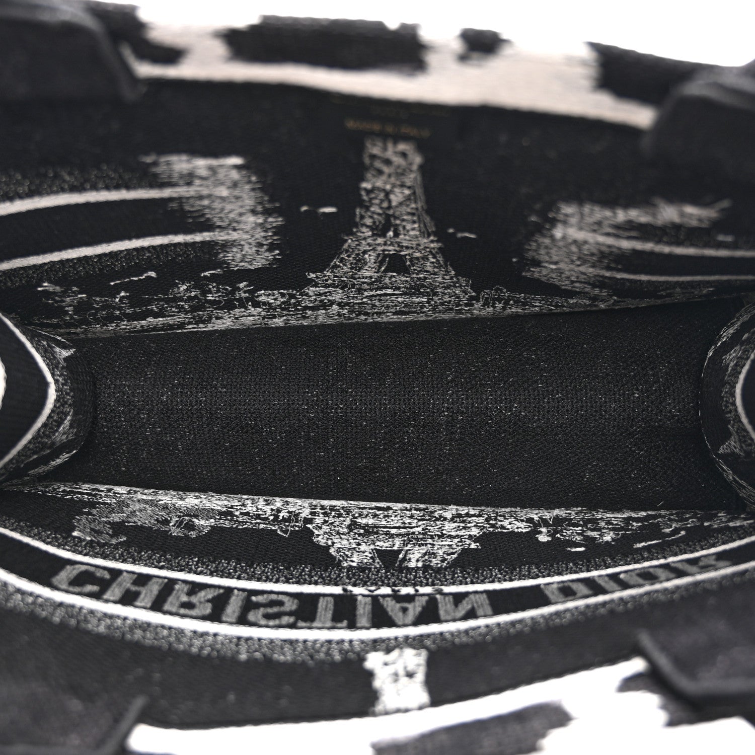 Christian Dior Canvas Embroidered Medium Paris Book Tote Black White