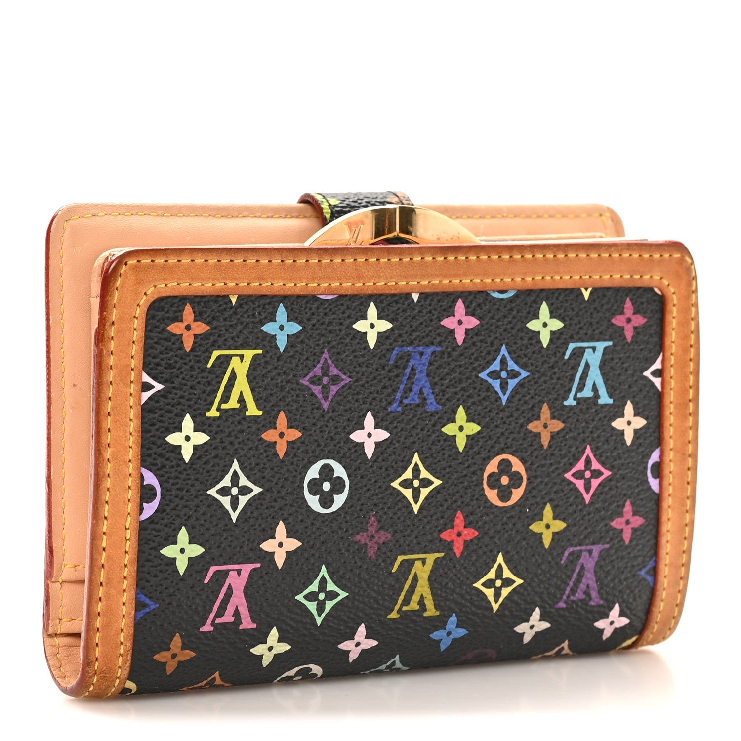 Louis Vuitton Monogram Multicolor French Purse Wallet Black