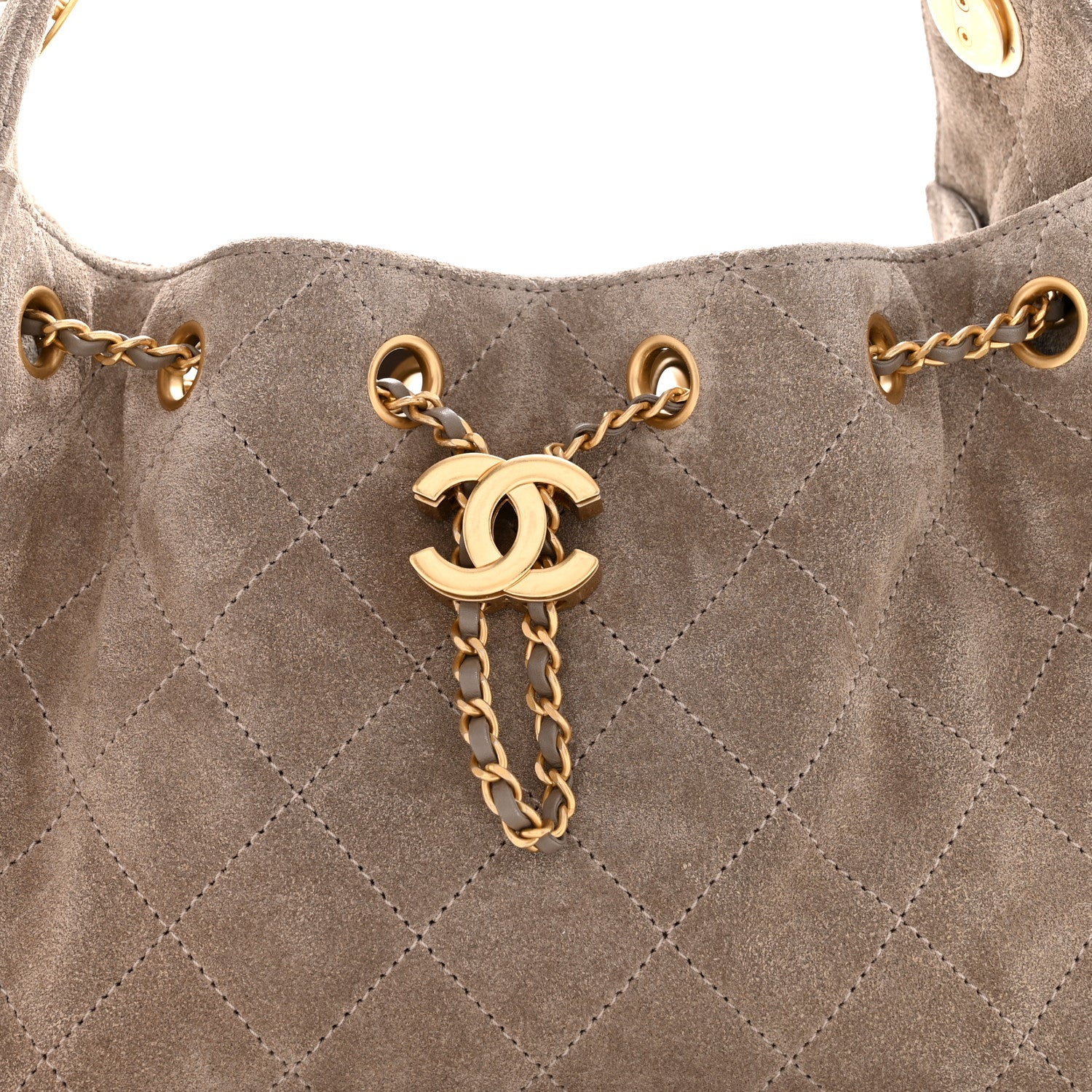Chanel Suede Quilted Mini Chanel 25 Handbag Dark Grey