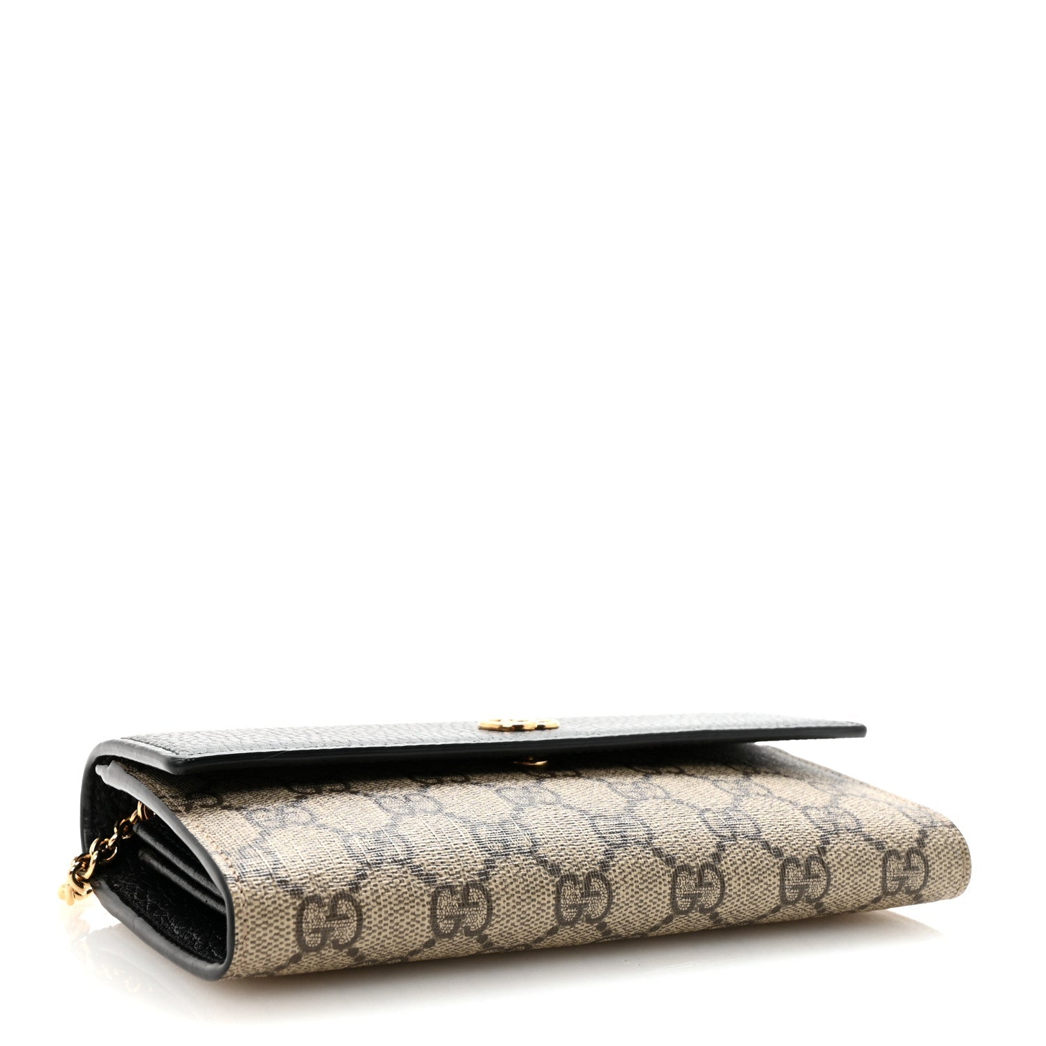 Gucci Dollar Calfskin GG Supreme Monogram Petite GG Marmont Wallet Chain Bag Black Beige Ebony