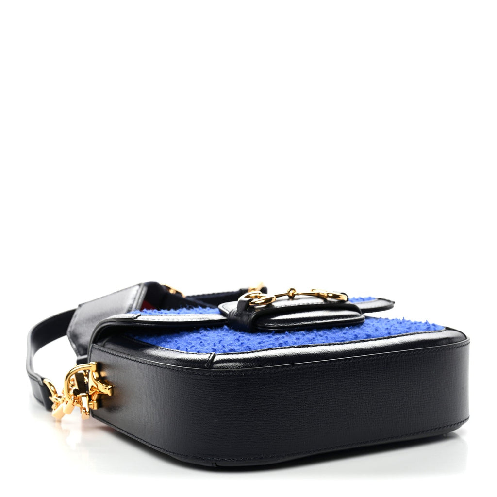 Gucci Casy Wool Azalea Calfskin Mini Horsebit 1955 Shoulder Bag Blue China