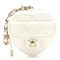 Lambskin Quilted CC Mini In Love Heart Bag Charm White