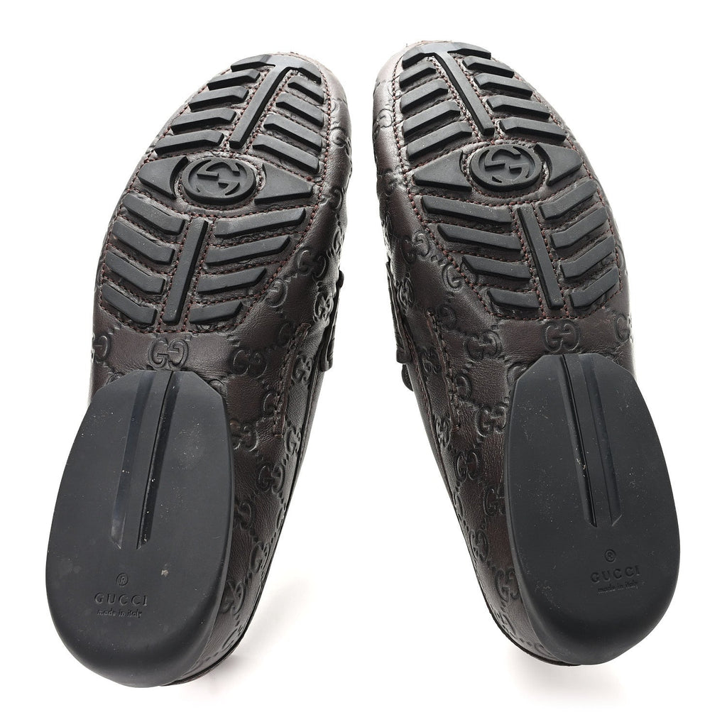 Gucci Guccissima Mens Driver Loafers 8 Chocolate