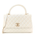 Chanel Iridescent Caviar Quilted Small Coco Handle Flap White