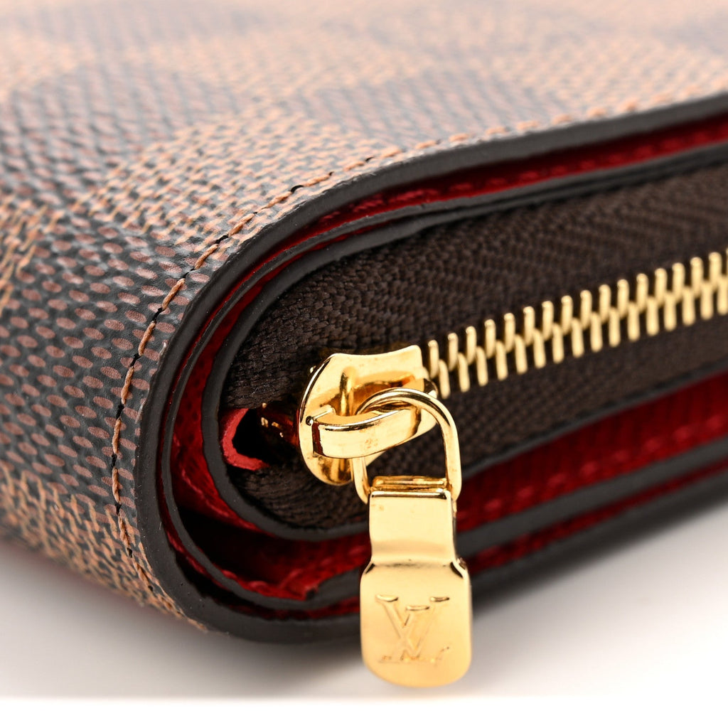 Louis Vuitton Damier Ebene Lou Zippy Compact Wallet Cerise Red