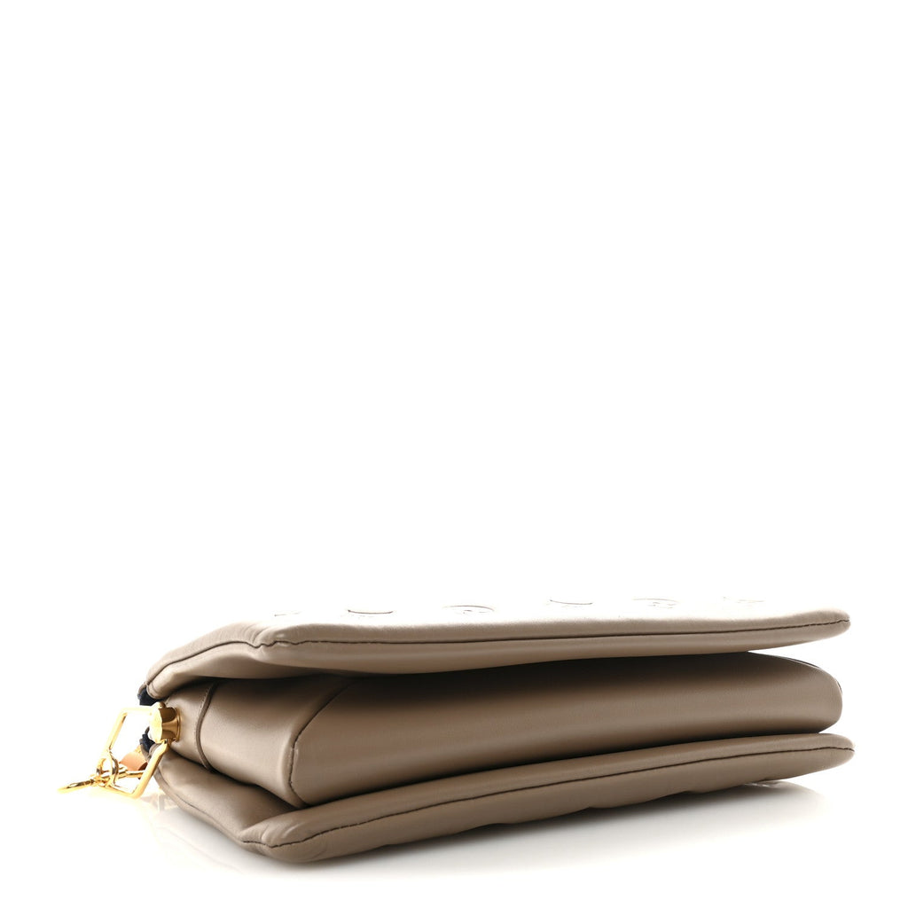 Louis Vuitton Lambskin Embossed Monogram Coussin PM Taupe