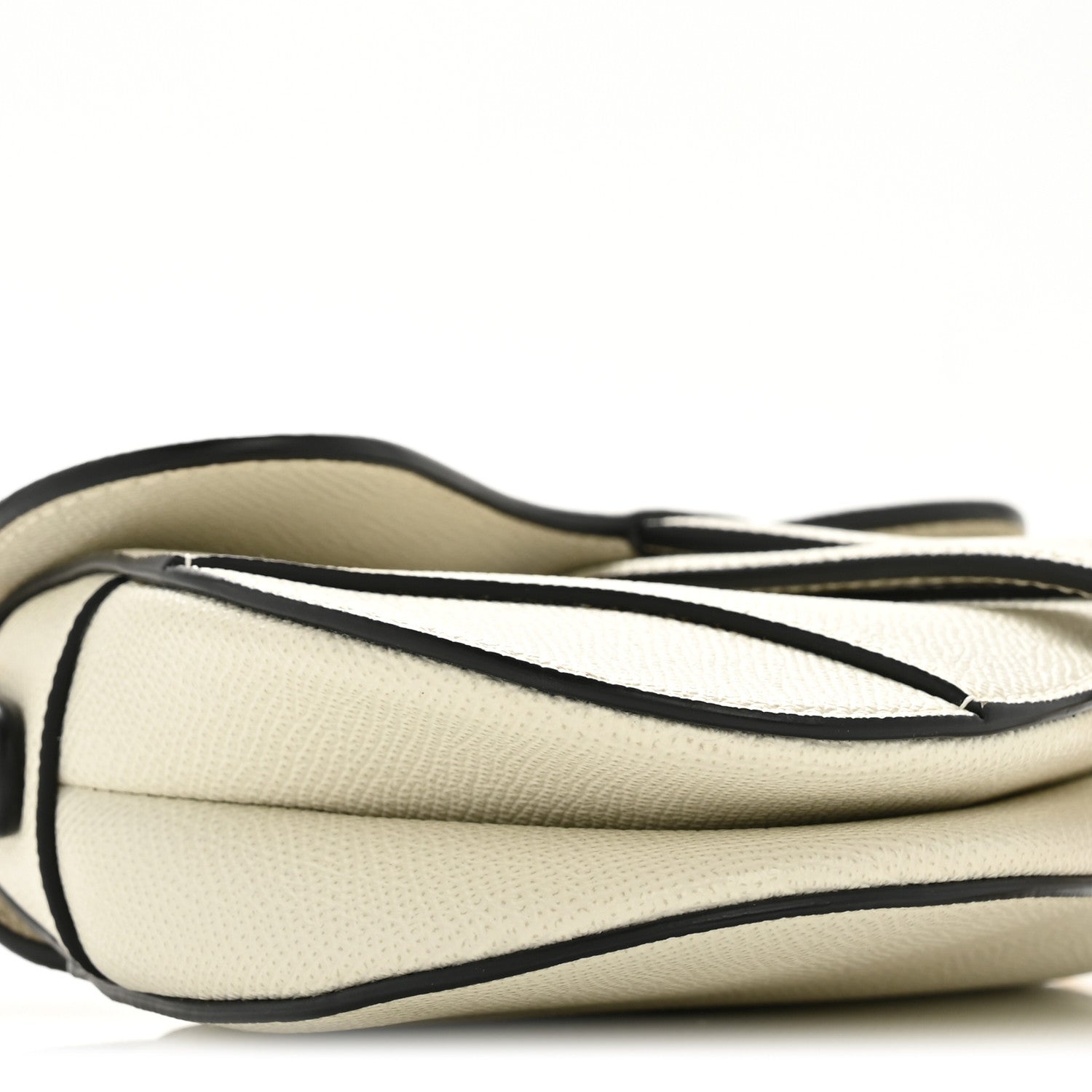 Christian Dior Grained Calfskin Mini Saddle Bag White