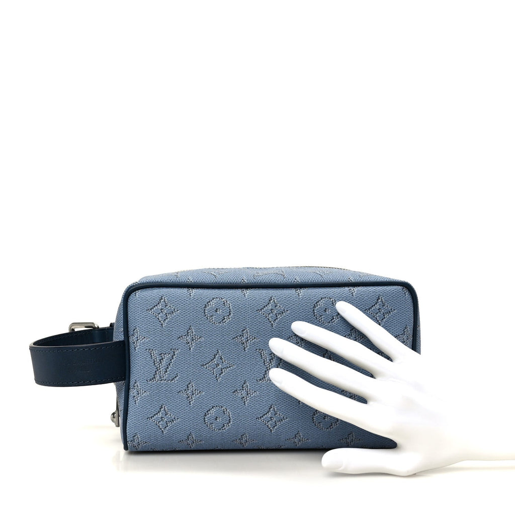 Louis Vuitton Monogram Heritage Locker Dopp Kit Toilet Pouch Blue