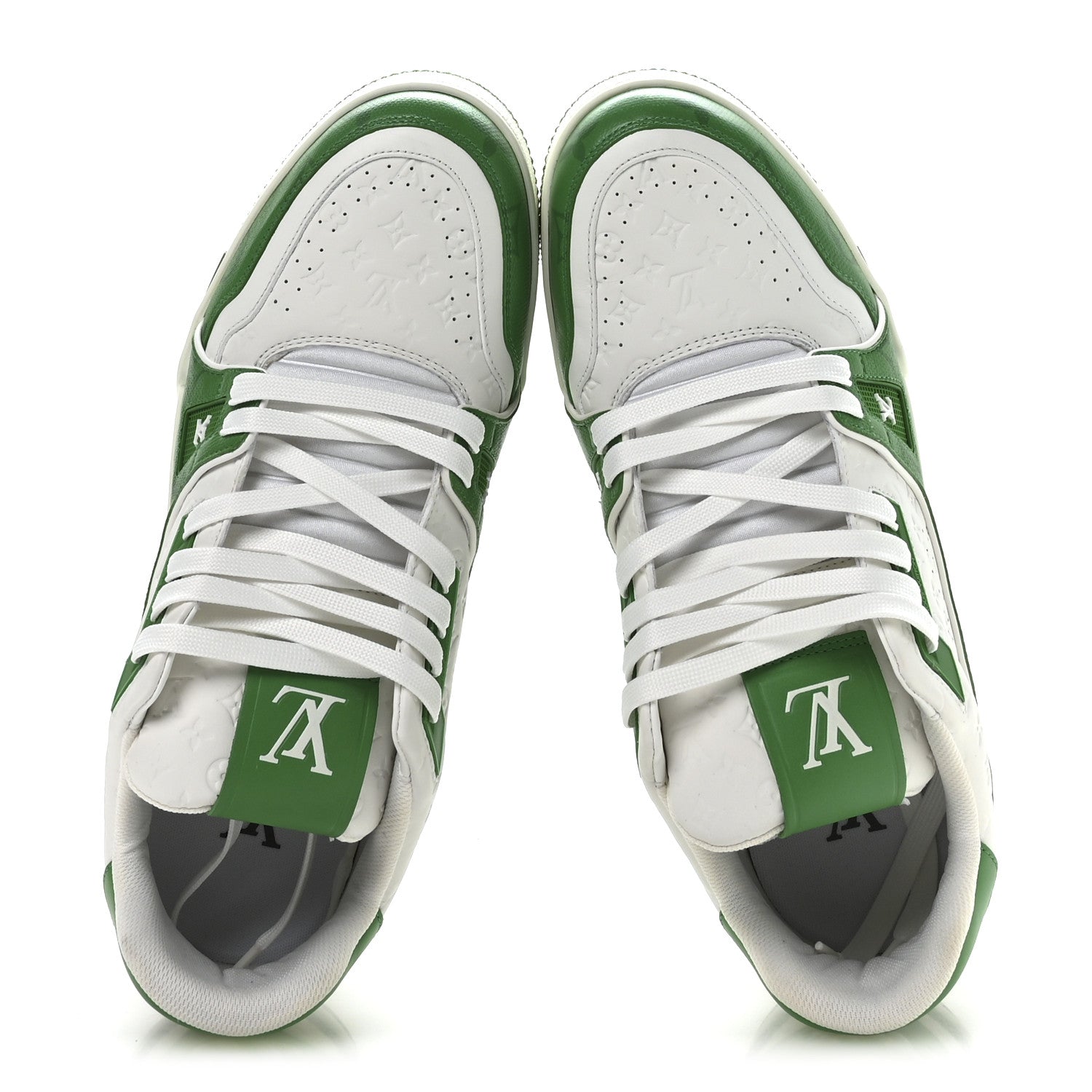 Louis Vuitton Calfskin Monogram Mens LV Trainer Sneakers 8.5 Green