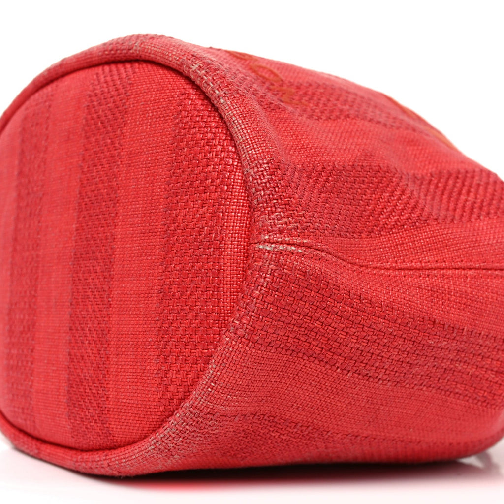 Chanel Mixed Fibers Striped Deauville Drawstring Bag Red