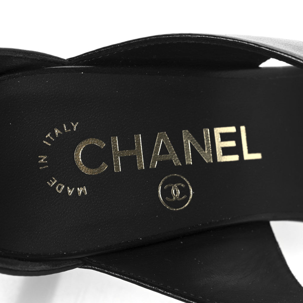 Lambskin CC Strappy Sandal 37 Black