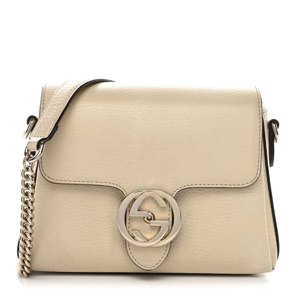Gucci Dollar Calfskin Interlocking G Crossbody Bag Mystic White