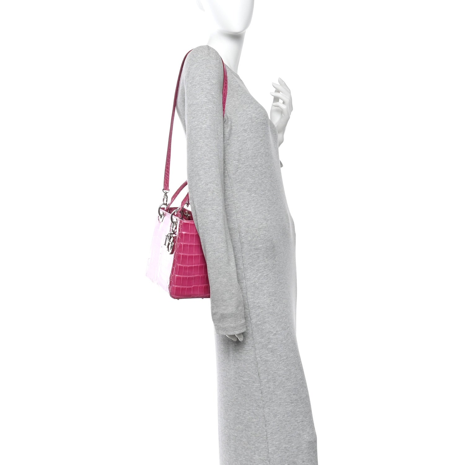 Christian Dior Alligator Medium Lady Dior Pink