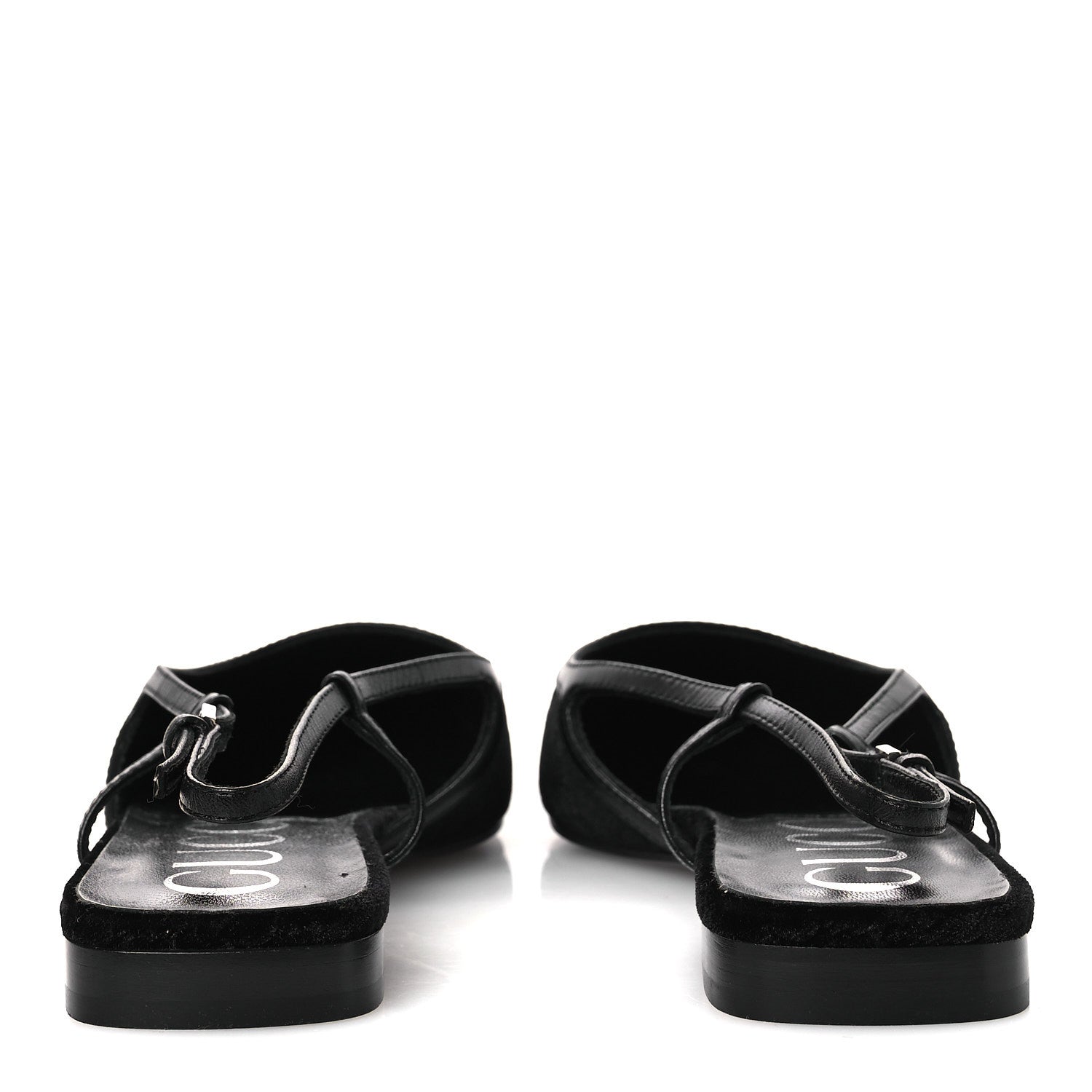 Gucci Velvet GG Monogram Slingback Ballet Flats 37.5 Black