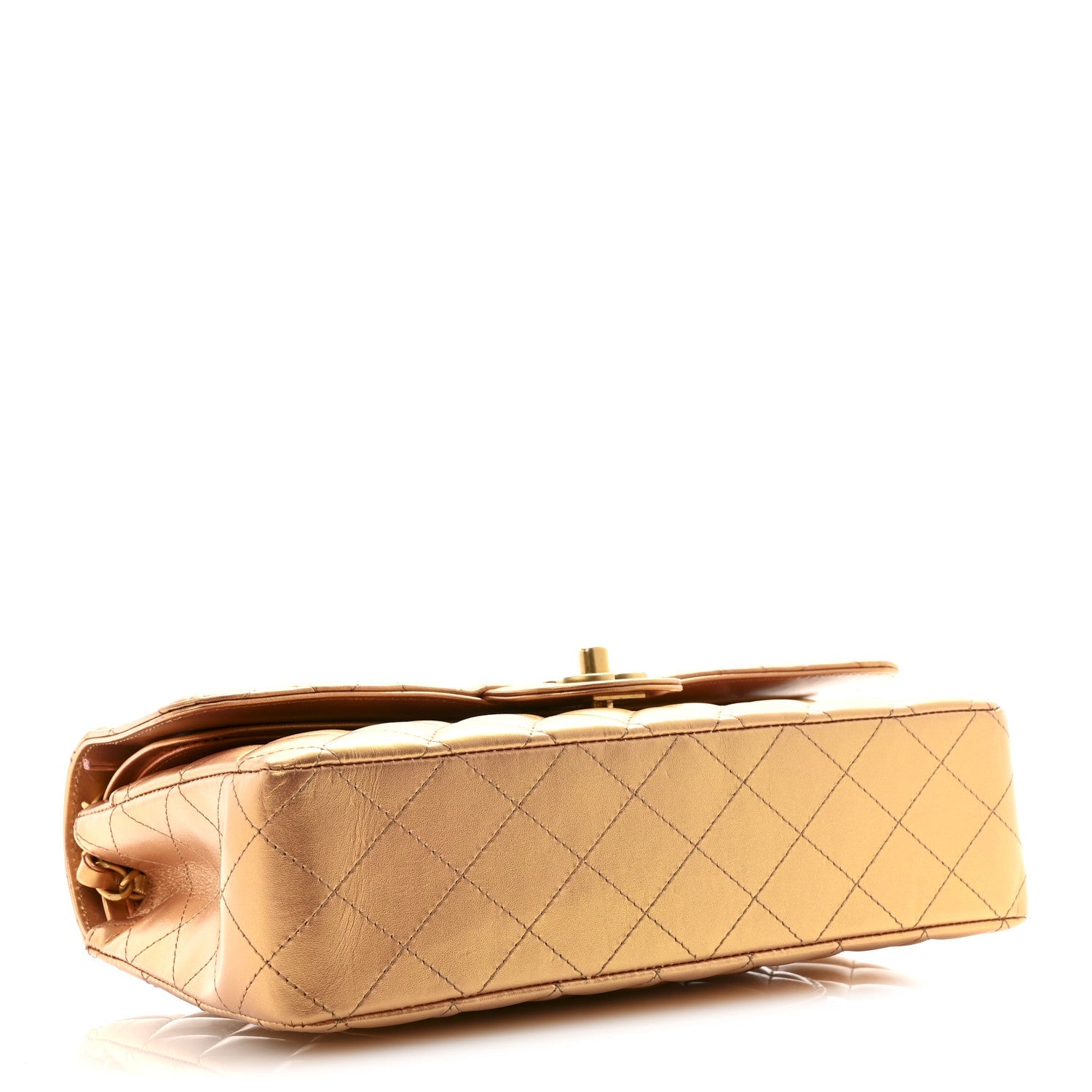 Chanel Metallic Lambskin Quilted Medium Double Flap Golden