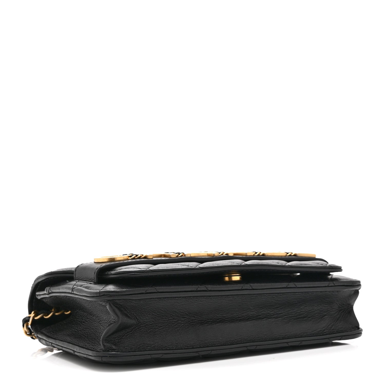 Chanel Calfskin Quilted Enchained Wallet On Chain WOC Black