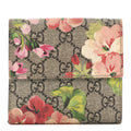 Gucci GG Supreme Monogram Blooms French Flap Wallet Beige Multicolor Dry Rose