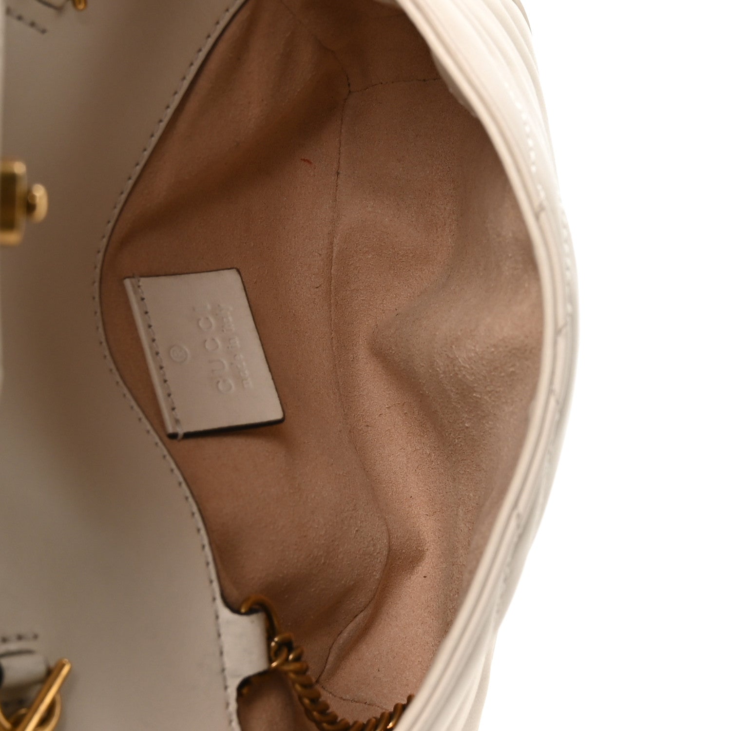 Gucci Calfskin Matelasse Super Mini GG Marmont Shoulder Bag White