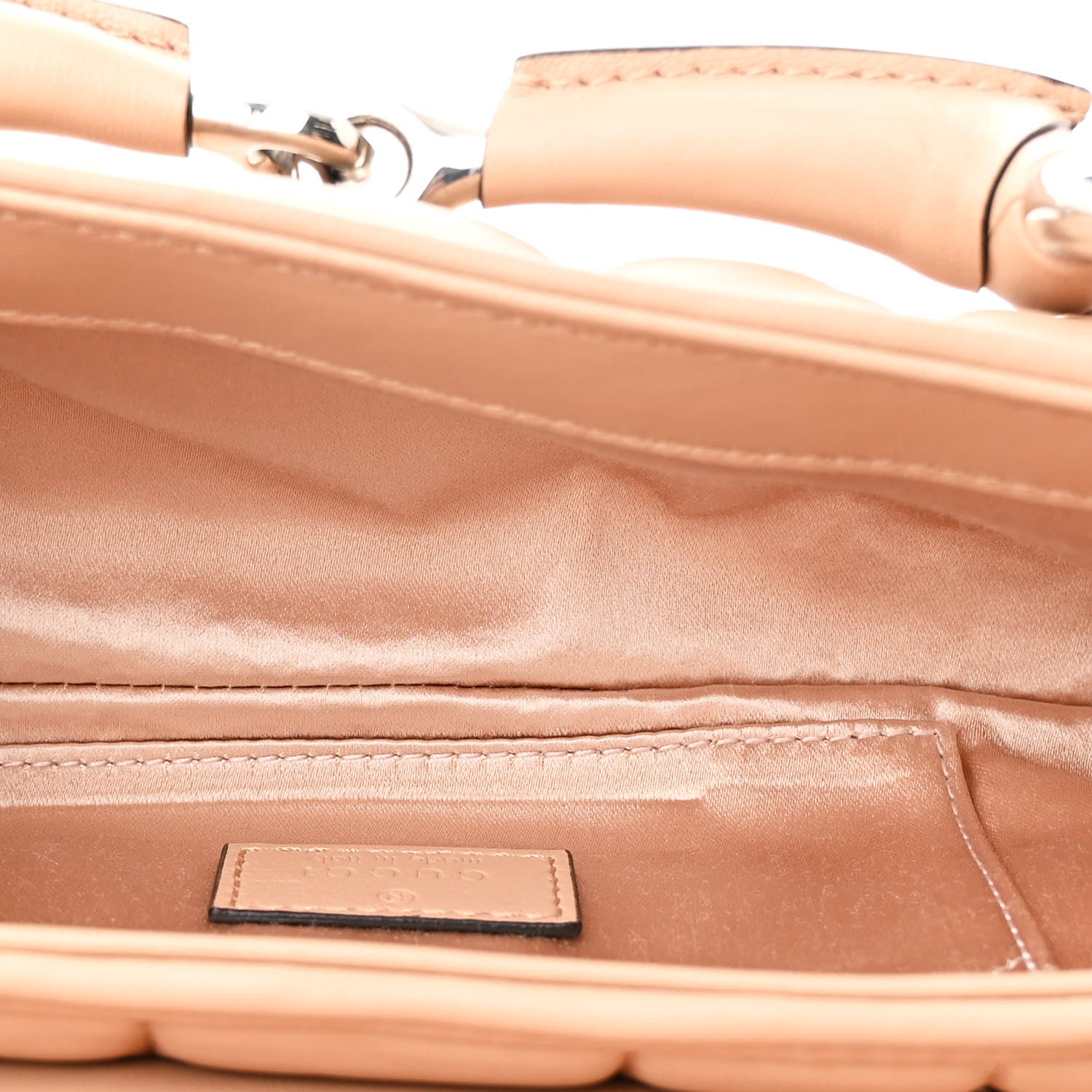 Gucci Nappa Vertical Matelasse Small Maxi Horsebit Chain Shoulder Bag Beige