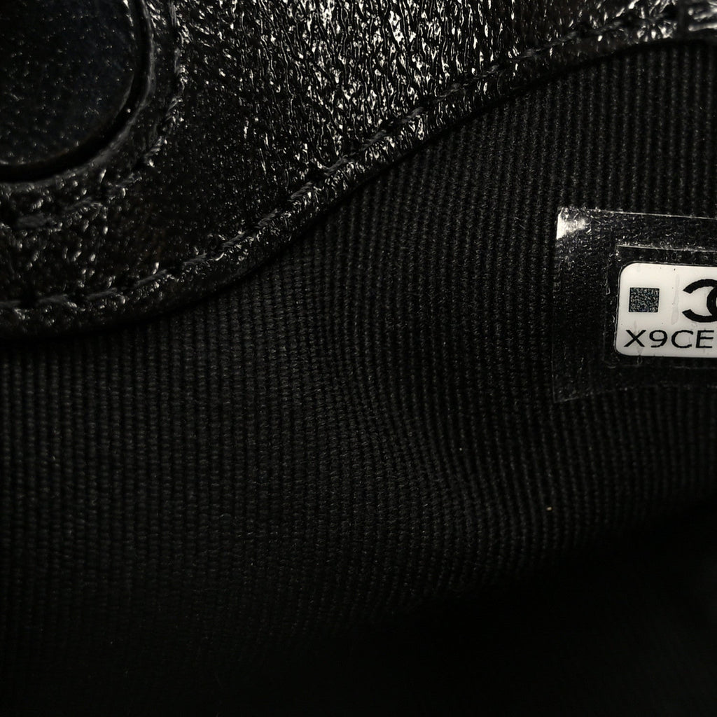 Chanel Shiny Lambskin Quilted Micro 31 Clutch With Chain Black