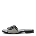 Gucci Cosmo Softy Calfskin Canvas Interlocking G Cut Out Slide Sandals 37.5 Natural Black