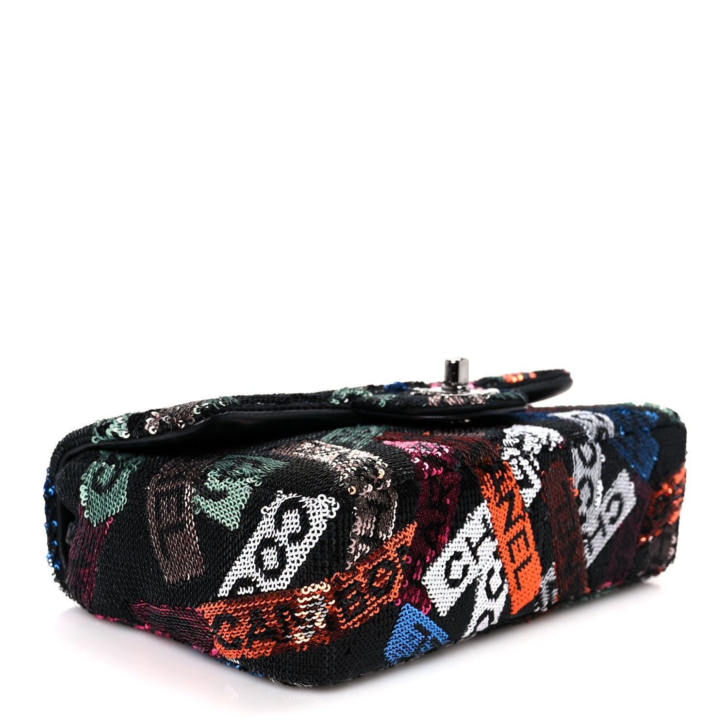 Chanel Sequin Logo Small Flap Ruthenium Multicolor