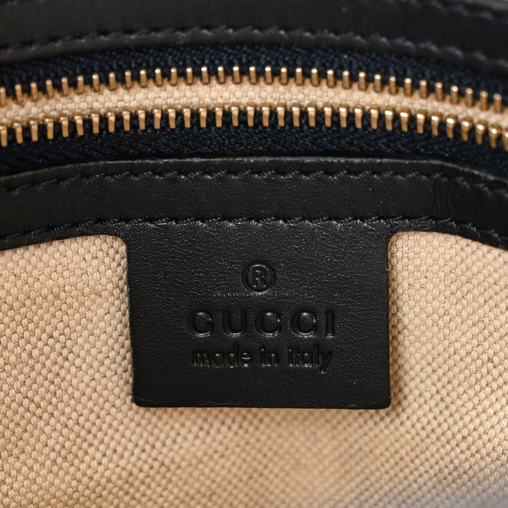 Gucci Monogram Selleria Calfskin Vintage Web Medium Boston Beige Blue
