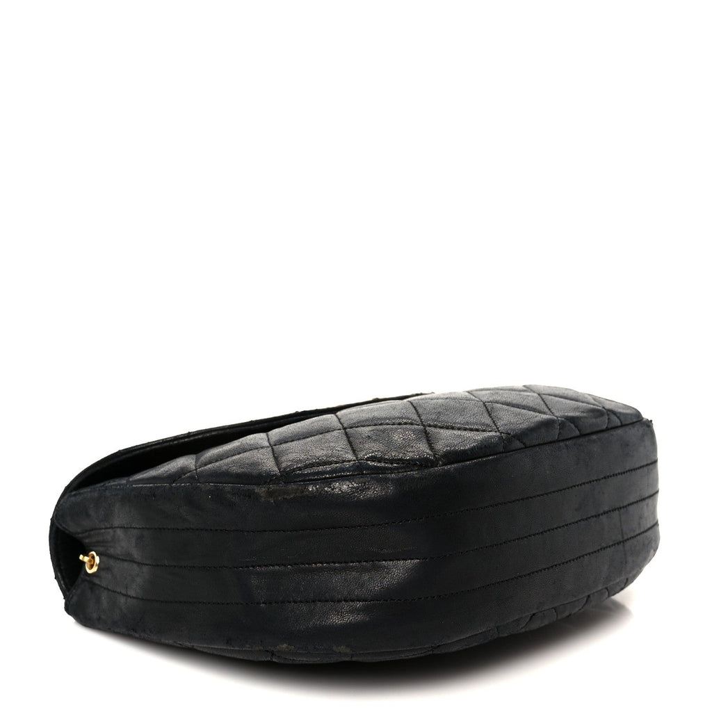 Chanel Lambskin Quilted Half Moon Flap Black