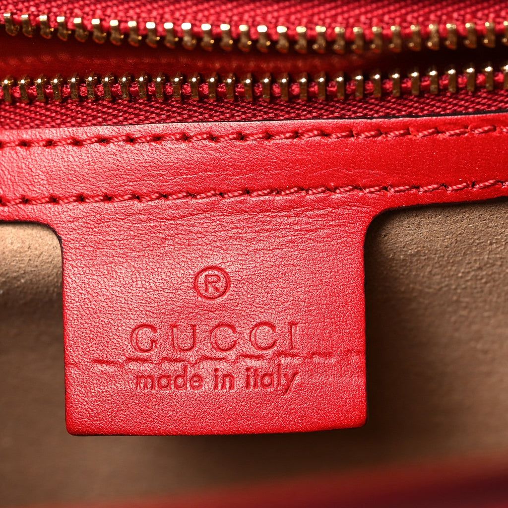 Gucci Calfskin Small Sylvie Shoulder Bag Hibiscus Red